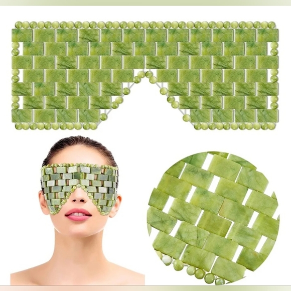 Large Green Genuine Jade Crystal Eye Mask Spa Relaxation Meditation Massage NEW! - Picture 7 of 12